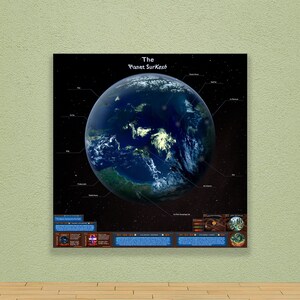 Salarian thuiswereld van Sur'Kesh, videogame poster hoogwaardige Sci-Fi Infographic Lore Map Print. Game Art digitale download JPG.