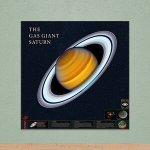 Planet Saturn Infografik Poster. Sci-Fi Wand Kunst Druck, hochwertige NASA farbige NASA Home Decor Chart, digitaler Download JPG