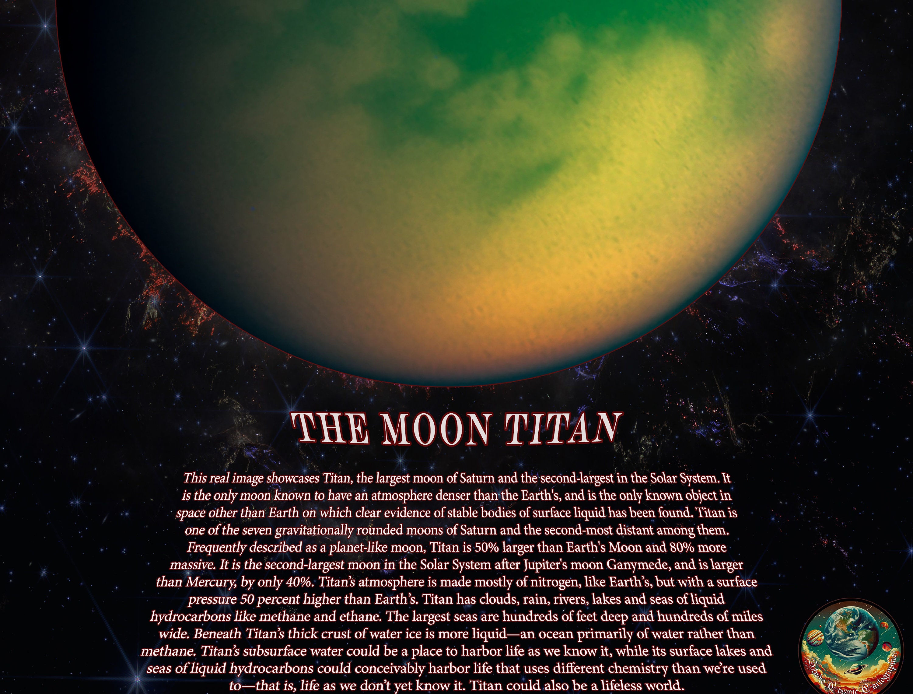 Titan Moon Poster (outer Space Giclée Fine Print) Nasa-inspired Office ...