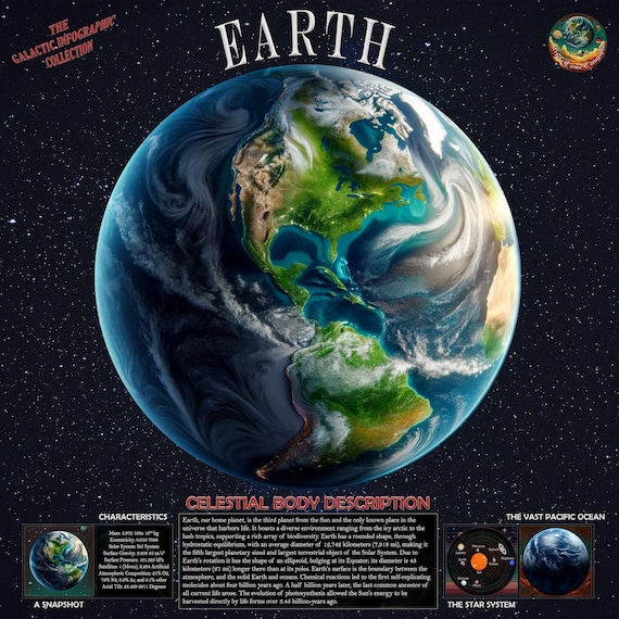 Earth Infographic Poster: NASA Sci-fi Wall Art (digital Download