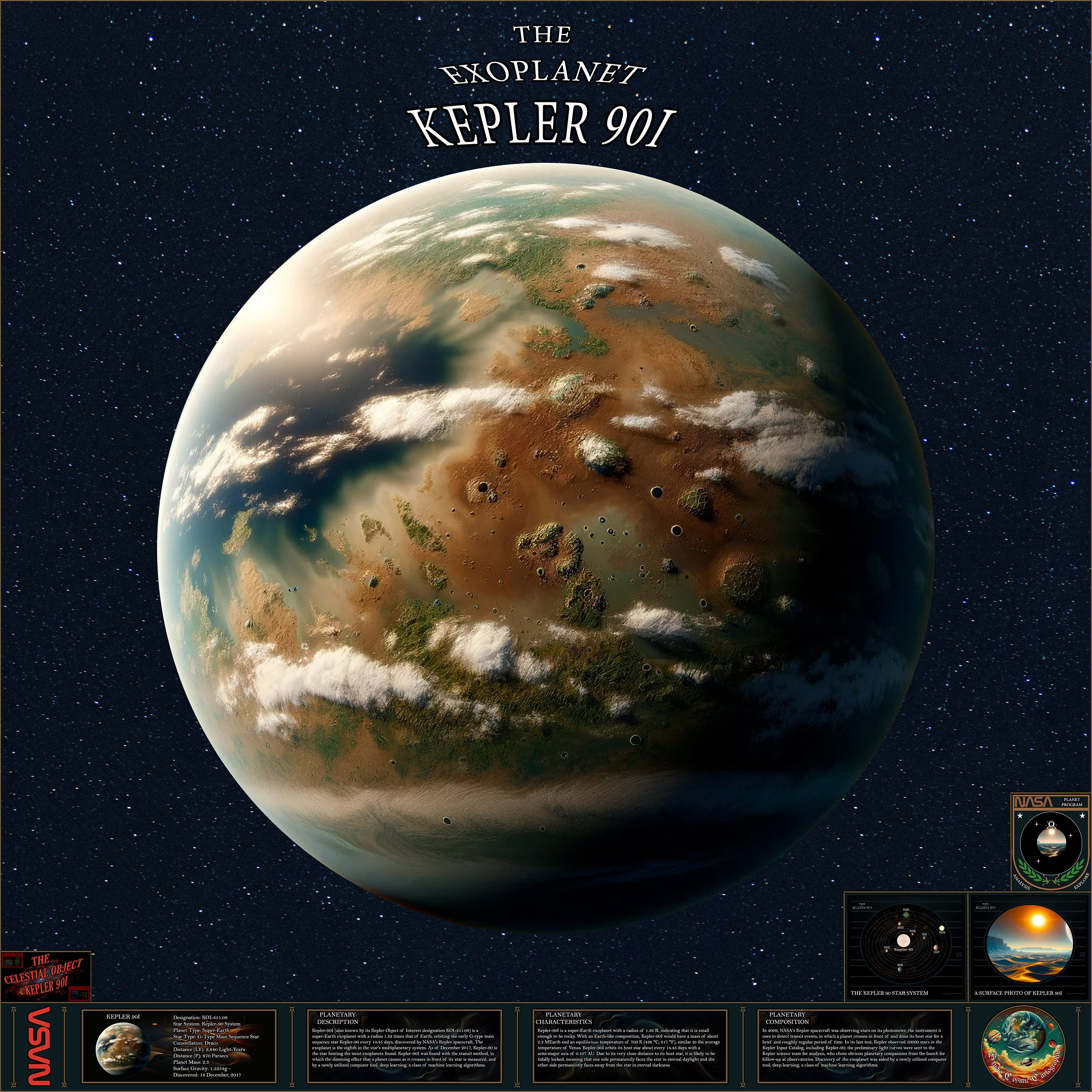 Kepler-90i Exoplanet Poster: NASA Sci-fi Wall Art (digital