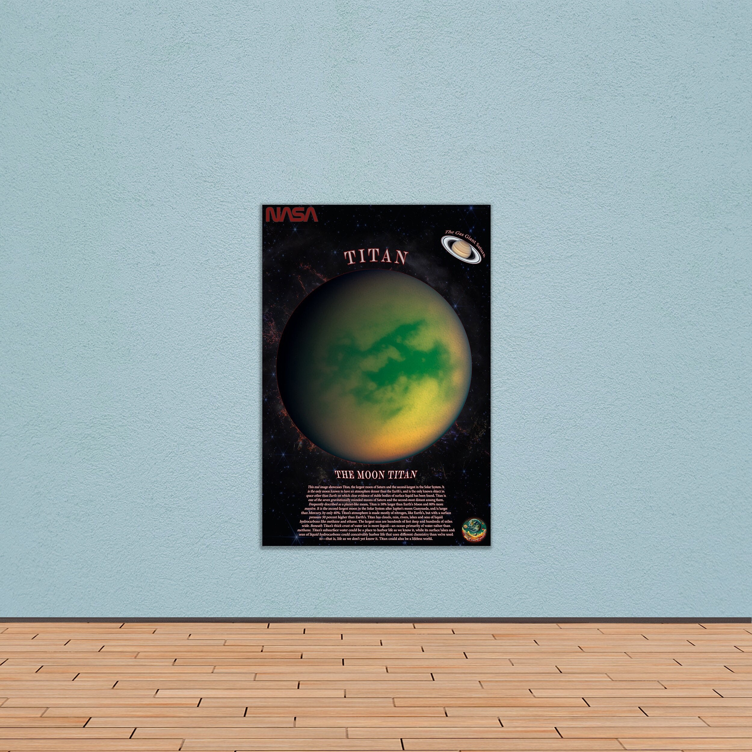 Titan Moon Poster (outer Space Giclée Fine Print) Nasa-inspired Office ...