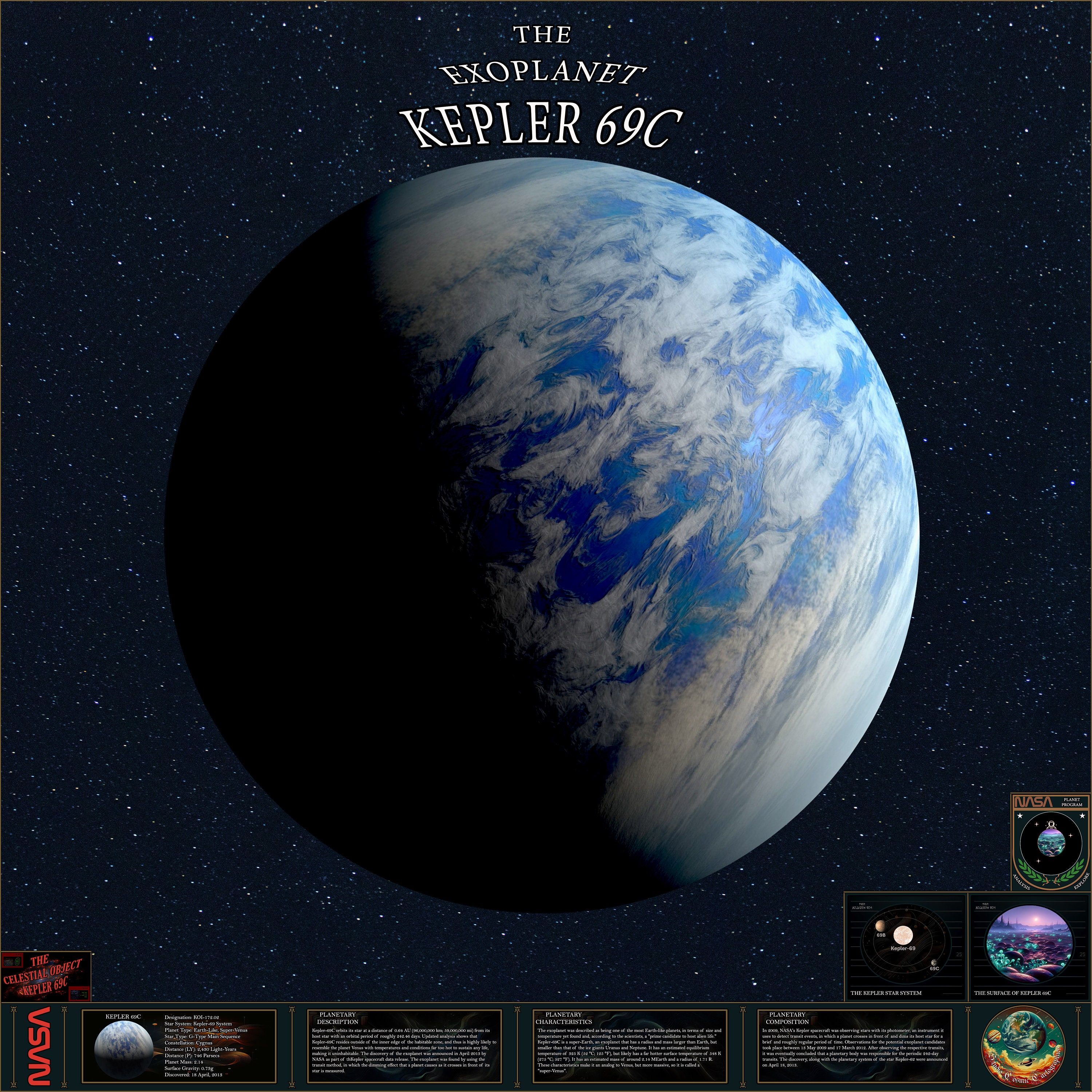 Kepler-69c Exoplanet Poster: NASA Sci-fi Wall Art (digital