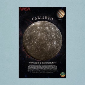 Callisto, Jupiter’s Moon Poster, Weltraum Wanddruck, NASA inspirierte Büro Wanddekoration, Weltraum Wandkunst von Callisto.