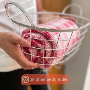 DFC Nine Square Gingham Blanket - Handmade Crochet Strawberry Pink Baby Blanket