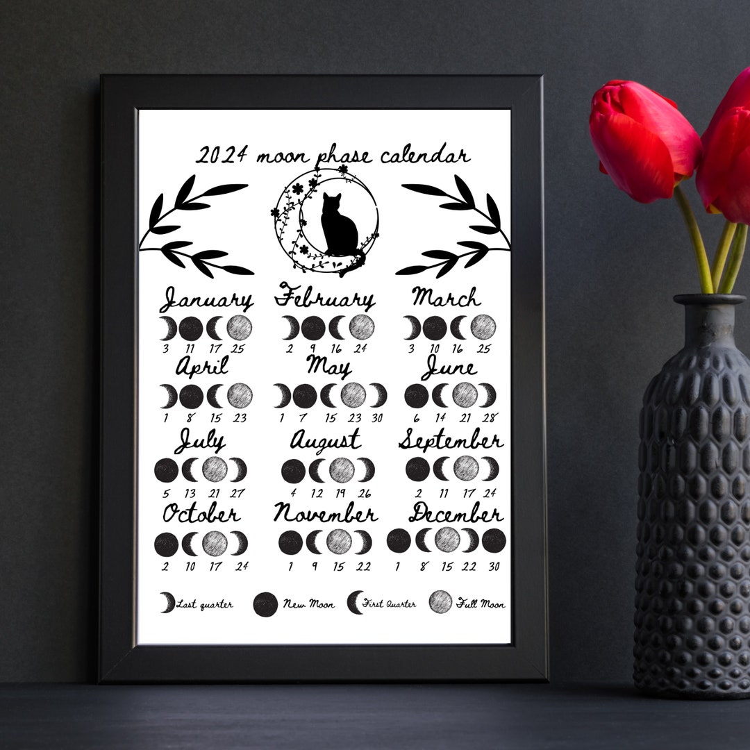 2024 Mondphase Kalender zum ausdrucken Sonntag und Montag Etsy.de