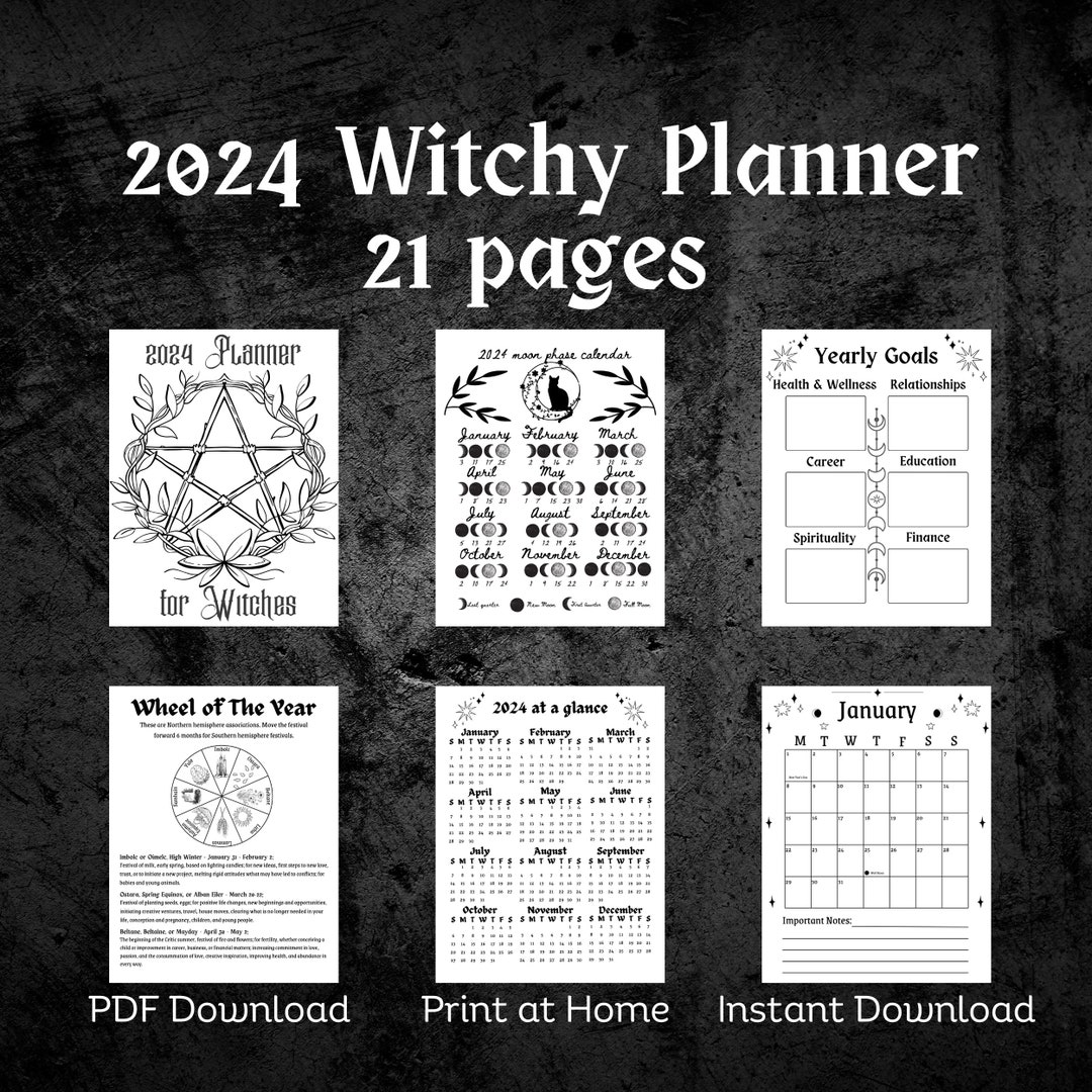 2024 Witchy Planner Monday Start Basic Edition, Wheel of the Year, Goth