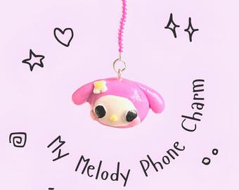 Ciondolo per telefono in pasta polimerica fatto a mano My Melody Magenta