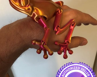 3D Printed Articulated Frog – Poseable Fidget Toy, Desk Decor