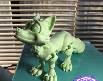 3D Printed Articulated Arctic Fox | Poseable Fidget Toy