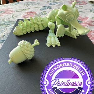 Cute 3D Printed Articulated Prehistoric Squirrel with Acorn Storage | Cartoon Ice Age Inspired Desk Toy