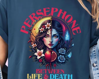 Comfort Colors Persephone T-Shirt, Greek Mythology Shirt, Goddess of Underworld Tee, Dark Fantasy Top, Gothic & Witchy Pagan Gift for Her