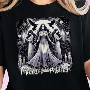 Comfort Colors, Goddess Hecate Shirt - Triple Goddess Tee, Witchy Gift for Wiccan Clothing Lovers, Maiden Mother Crone Pagan T-Shirt for Her