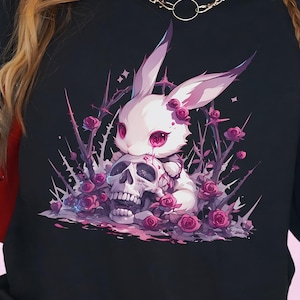 Creepy Cute Bunny T-Shirt, Weirdcore Pastel Goth Tee, Yami Kawaii Clothes, Harajuku TShirt, Weird Witchy & Pastel Grunge Top, Alt Clothing