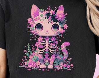 Comfort Colors Pastel Goth Cat Shirt, Creepy Cute Tee, Yami Kawaii, Cute Kawaii Clothes, Witchy Gift for Harajuku & Pastel Goth Lover