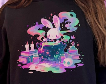 Pastel Goth Witchy Rabbit Hoodie, Creepy Cute Hoody, Yami Kawaii Goth Clothes, Harajuku Clothing, Witchy & Pastel Grunge Top, Gift for Goths