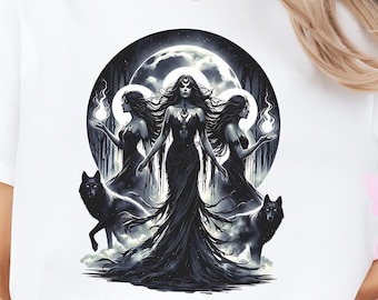Comfort Colors, Goddess Hecate Shirt - Triple Goddess Tee, Witchy Gift for Wiccan Clothing Lovers, Maiden Mother Crone Pagan T-Shirt for Her