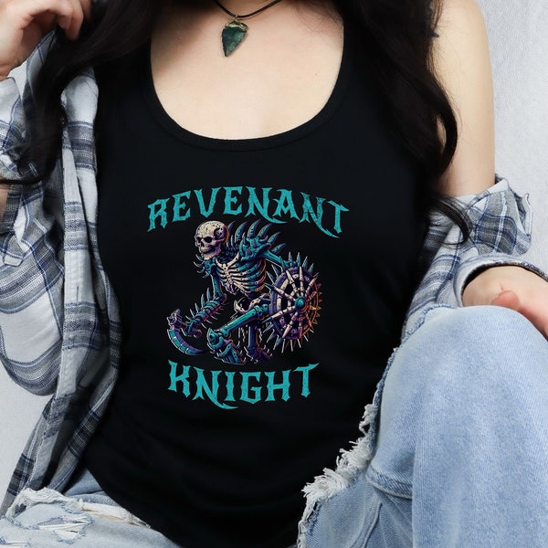 Retro Grunge Horror Tank - Revenant Knight Skeleton Racerback Top - Best Gift for Goth & Punk  - Alternative Clothing, Streetwear Apparel