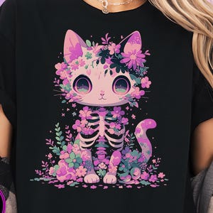 Pastel Goth Cat Shirt, Creepy Cute Tee, Yami Kawaii Goth Clothes, Harajuku T-Shirt, Witchy & Pastel Grunge Shirt, Gift for Pastel Goth Lover
