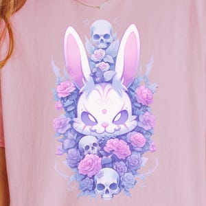 Creepy Cute Bunny T-Shirt, Weirdcore Pastel Goth Tee, Yami Kawaii Clothes, Harajuku TShirt, Weird Witchy & Pastel Grunge Top, Alt Clothing