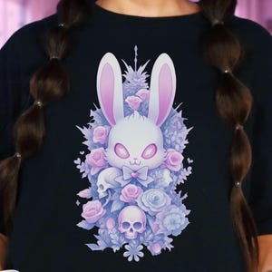 Creepy Cute Bunny T-Shirt, Weirdcore Pastel Goth Tee, Yami Kawaii Clothes, Harajuku TShirt, Weird Witchy & Pastel Grunge Top, Alt Clothing