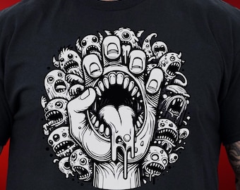 Weird Monster T-shirt, Hand and Mouth Design, Weirdcore