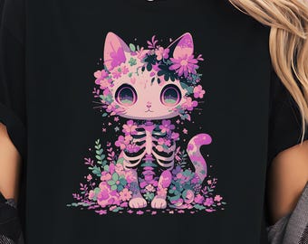 パステルゴス猫シャツ、不気味でかわいいTシャツ、闇かわいいゴス服、原宿Tシャツ、魔女風＆パステルグランジシャツ、パステルゴス愛好家へのギフト