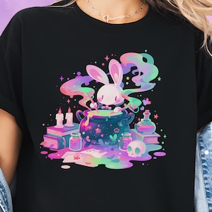 Pastel Goth Witchy Rabbit Shirt, Creepy Cute Tee, Yami Kawaii Goth Clothes, Harajuku T-Shirt, Witchy & Pastel Grunge Shirt, Gift for Goth