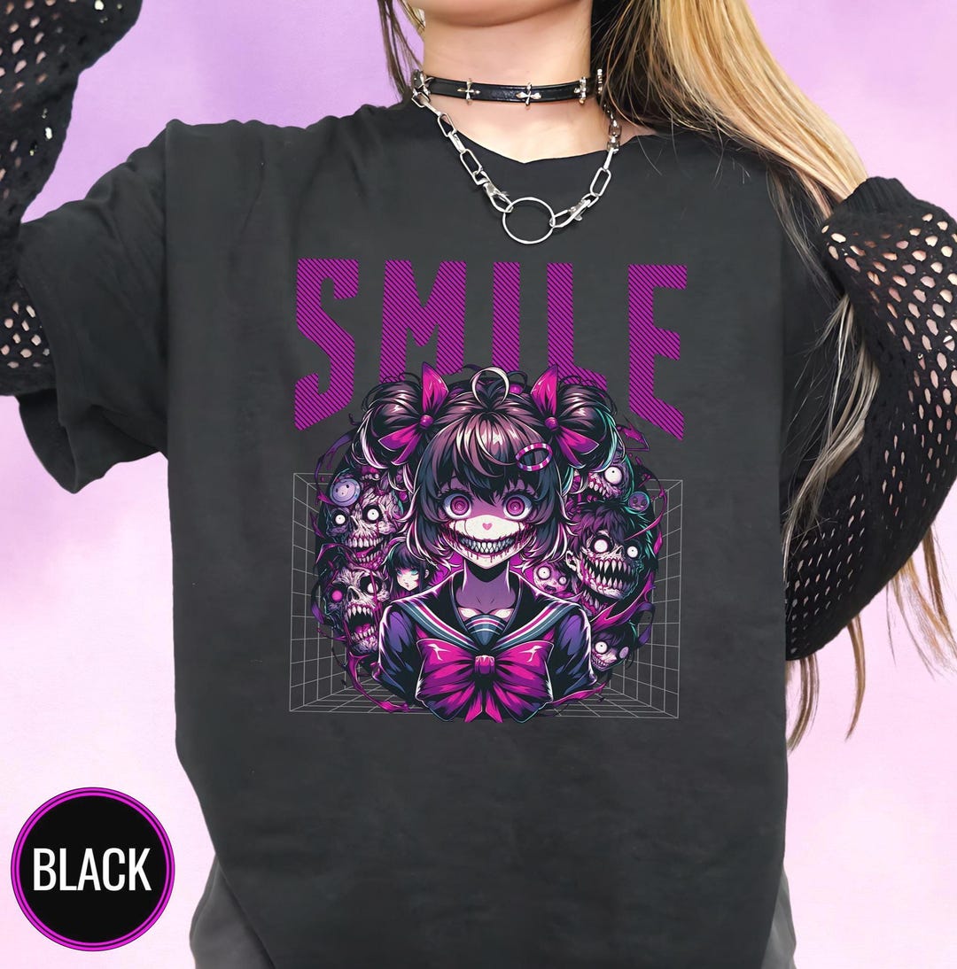 Anime Horror T-shirt for Alt Girls Into Creepy Cute Yami Kawaii