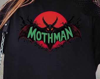Mothman Cryptid Horror T-Shirt, Alternative Gothic  Tee, Dark Occult Streetwear