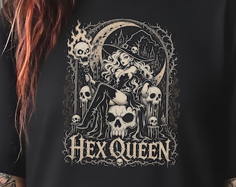 Witchy Hex Queen Graphic Tee, Gothic & Alternative Fashion, Emo and Goth Clothing, Unisex Fit