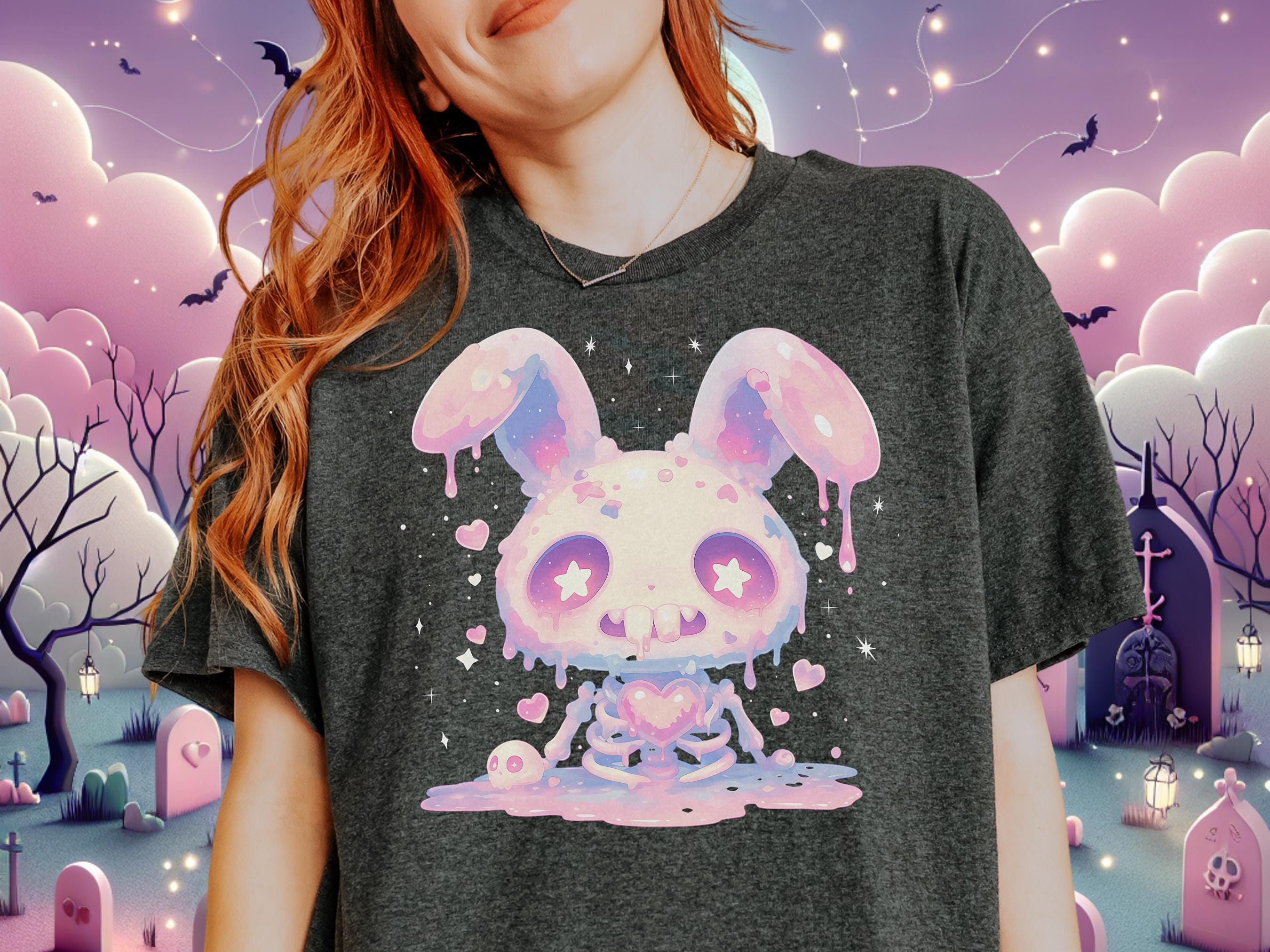 Kawaii Gothic Bunny T-shirt With a Creepy Cute Rabbit Design, Y2K ...