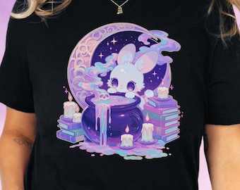 Kawaii Witchy Bunny T-Shirt, Pastel Goth Harajuku Graphic Tee