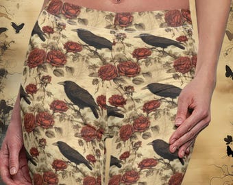 Edgar Allan Poe Leggings - The Raven Ankle Length Bookish Yoga Pants, Patterned, Perfect for Booktok Fans!  Gift for Daughter & Book Lover
