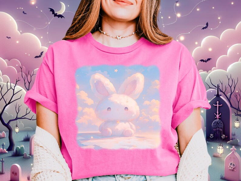 Kawaii Bunny Shirt, Yami Kawaii Clothes, Harajuku T-Shirt, Pastel Goth Clothes, Pastel Grunge Tshirt, Gift for Pastel Goths, Cute Kawaii Tee