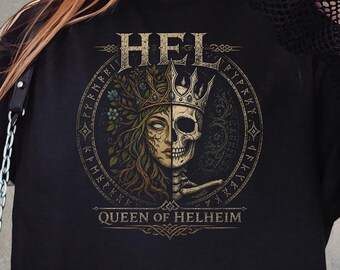 Norse Goddess HEL Graphic Tee, Queen of Helheim, Viking Mythology for Alternative Fashion Lovers