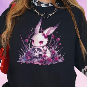 Creepy Cute Bunny T-Shirt, Weirdcore Pastel Goth Tee, Yami Kawaii Clothes, Harajuku TShirt, Weird Witchy & Pastel Grunge Top, Alt Clothing