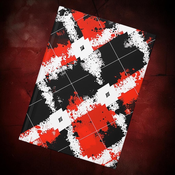 Red & Black Grunge Hardcover Journal, Alternative Streetwear Notebook, A5 with 150 Lined Pages