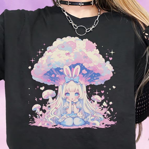かわいいパステルゴスTシャツ、キュートなバニーTシャツ、原宿 