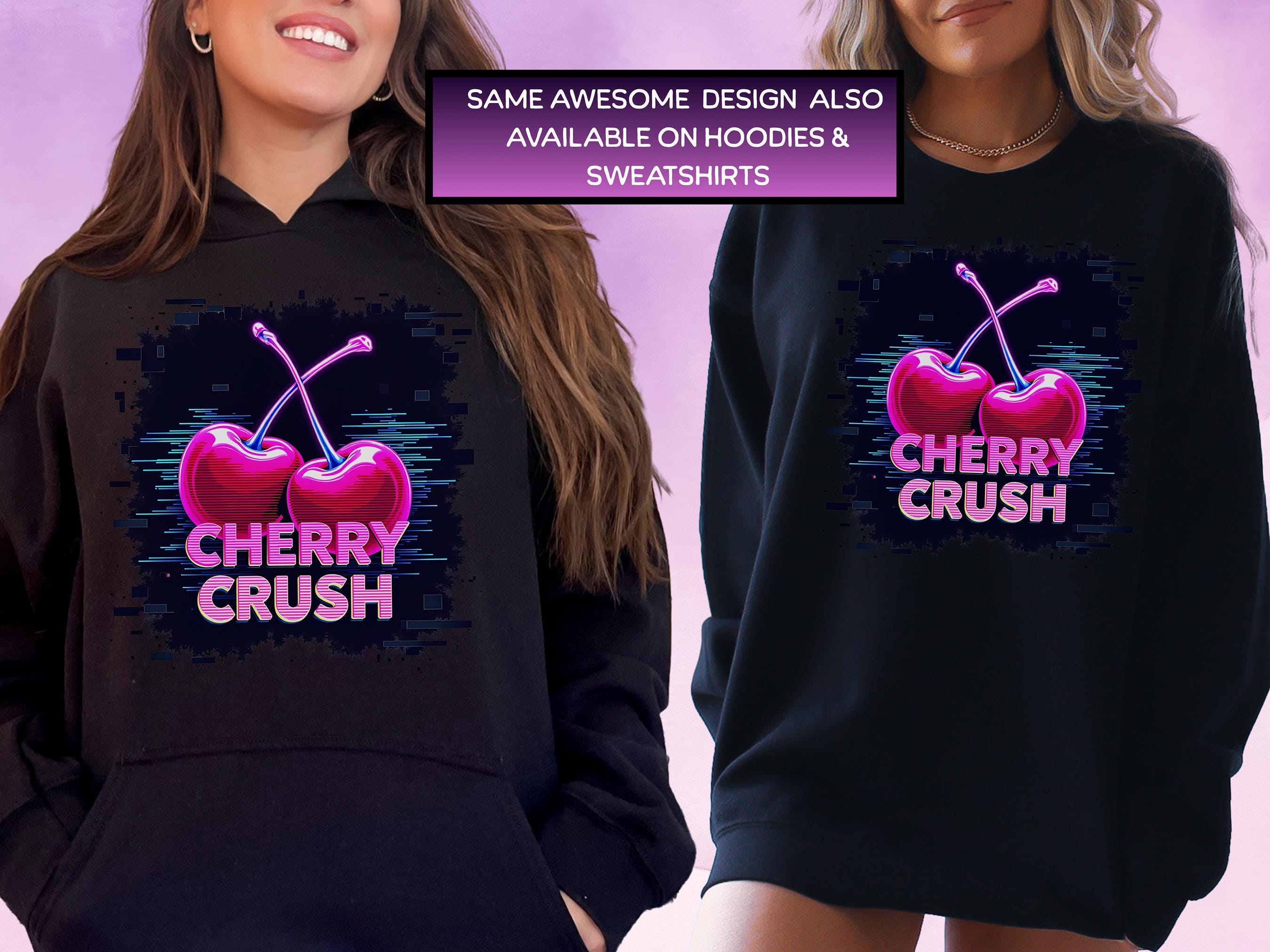 Cherry Crush Y2K Retro Graphic Tee for Women, Vaporwave Aesthetic