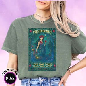 Maglietta Comfort Colors Dea Persefone, Maglietta Vintage Love Boat Tours, Maglietta Mitologia Greca Regalo per Lei, Maglietta Estetica Dark Witchy