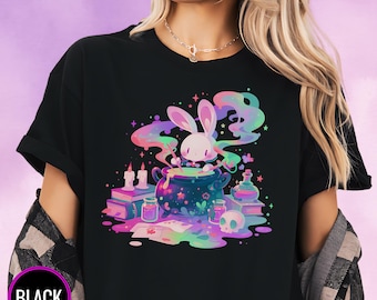 Pastel Goth Witchy Rabbit Shirt, Creepy Cute Tee, Yami Kawaii Goth Clothes, Harajuku T-Shirt, Witchy & Pastel Grunge Shirt, Gift for Goth