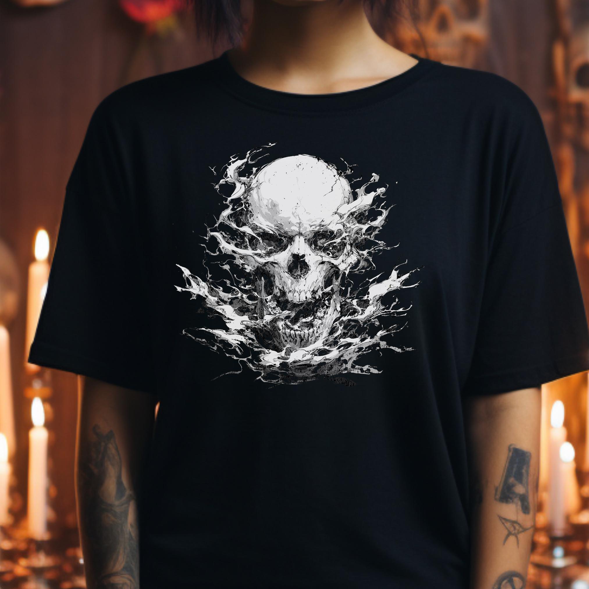 Smokey Skull Graphic Tee, Gothic Streetwear Shirt, Edgy Grunge