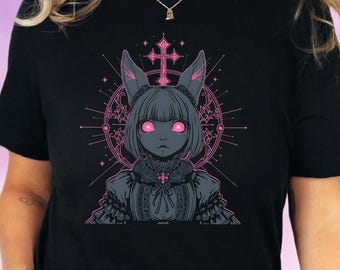 Anime Bunny Girl T-Shirt, Kawaii Gothic Aesthetic, Alternative Harajuku Graphic Tee, Unisex Top