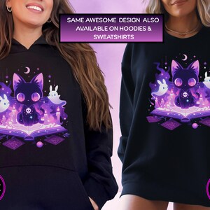 Kawaii Witchy Cat T-Shirt, Harajuku & Pastel Goth Aesthetic, Creepy Cute Tee, Yami Kawaii Gift for Cat Lovers, Plus Size to 5XL, Alt Clothes
