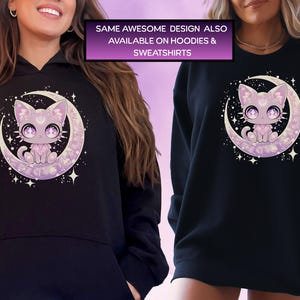 Pastel Goth Kawaii Moon Cat Shirt, Cute Graphic T-Shirt for Witchy & Harajuku Aesthetics image 9