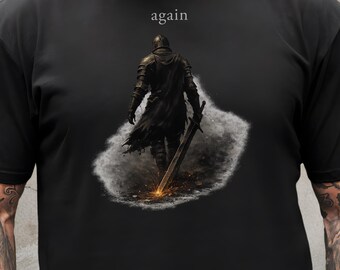 Gothic Knight T-Shirt, Fallen Warrior Graphic Tee, Dark Medieval Fantasy Apparel, Gamer Fashion