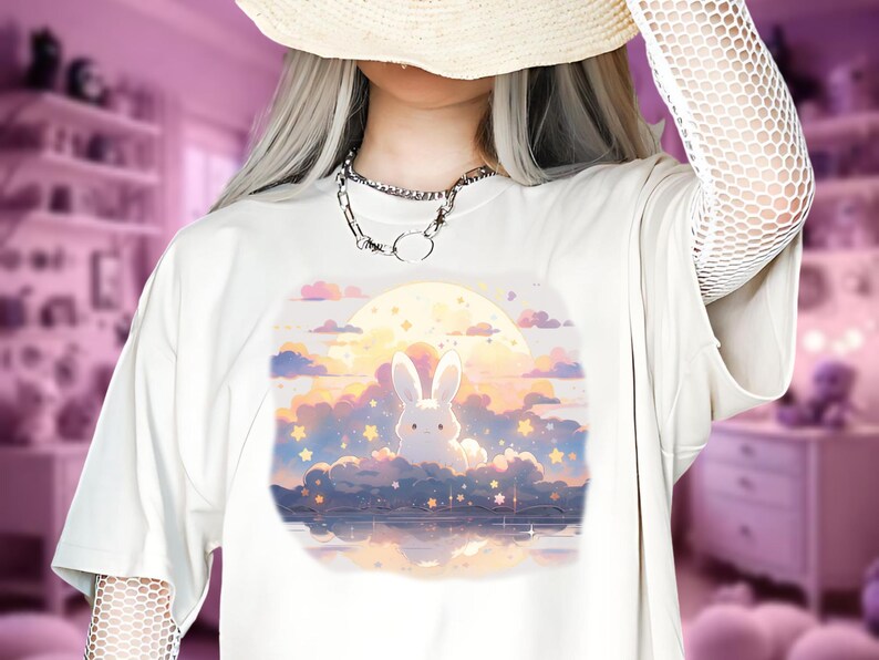 Kawaii Bunny Tee, Yami Kawaii Clothes, Harajuku T-Shirt, Pastel Goth Clothes, Pastel Grunge Tshirt, Gift for Pastel Goths, Cute Kawaii Shirt