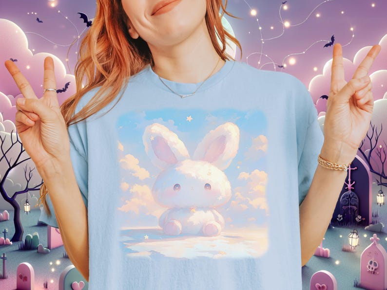 Kawaii Bunny Shirt, Yami Kawaii Clothes, Harajuku T-Shirt, Pastel Goth Clothes, Pastel Grunge Tshirt, Gift for Pastel Goths, Cute Kawaii Tee