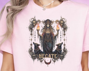 Goddess Hecate T-Shirt, Witchy Gothic Clothing, Dark Fantasy & Occult Top, Alternative Goth Fashion